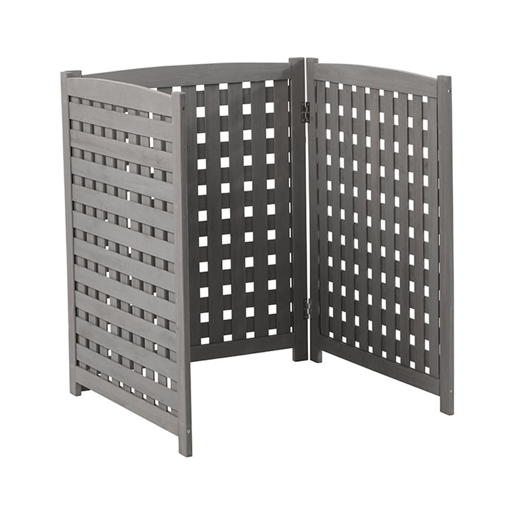 Gray Cedar 3-Panel Privacy Fence Screen for AC Unit
