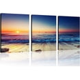 thumbnail image 1 of 3 Panels Beach Home Beach Decor Beach Wall Art Beach Decor for Home White Ocean Beach Sunrise with Deep Blue Sky Beach Pictures Beach Art for Wall Beach Art Wall Decor 12" x 16" x 3 Pieces, 1 of 1