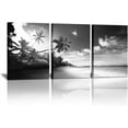 thumbnail image 1 of 3 Panels Black and White Beach Canvas Wall Art Pictures Hawaii Troical Palm Tree Artork Sea Ocean Landscape Prints for Home Bathroom Bedroom Office Wall Decoration Framed Ready to Hang 12"x16"x3pcs, 1 of 6
