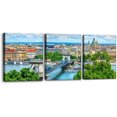 thumbnail image 1 of 3 Panels Cityscape Canvas Wall Art - Chain Bridge on Danube River in Budapest City Pictures Print on Canvas Hungary Skyline Modern Artwork for Home Decor Stretch Framed Ready to Hang - 12" x 16" x 3, 1 of 6