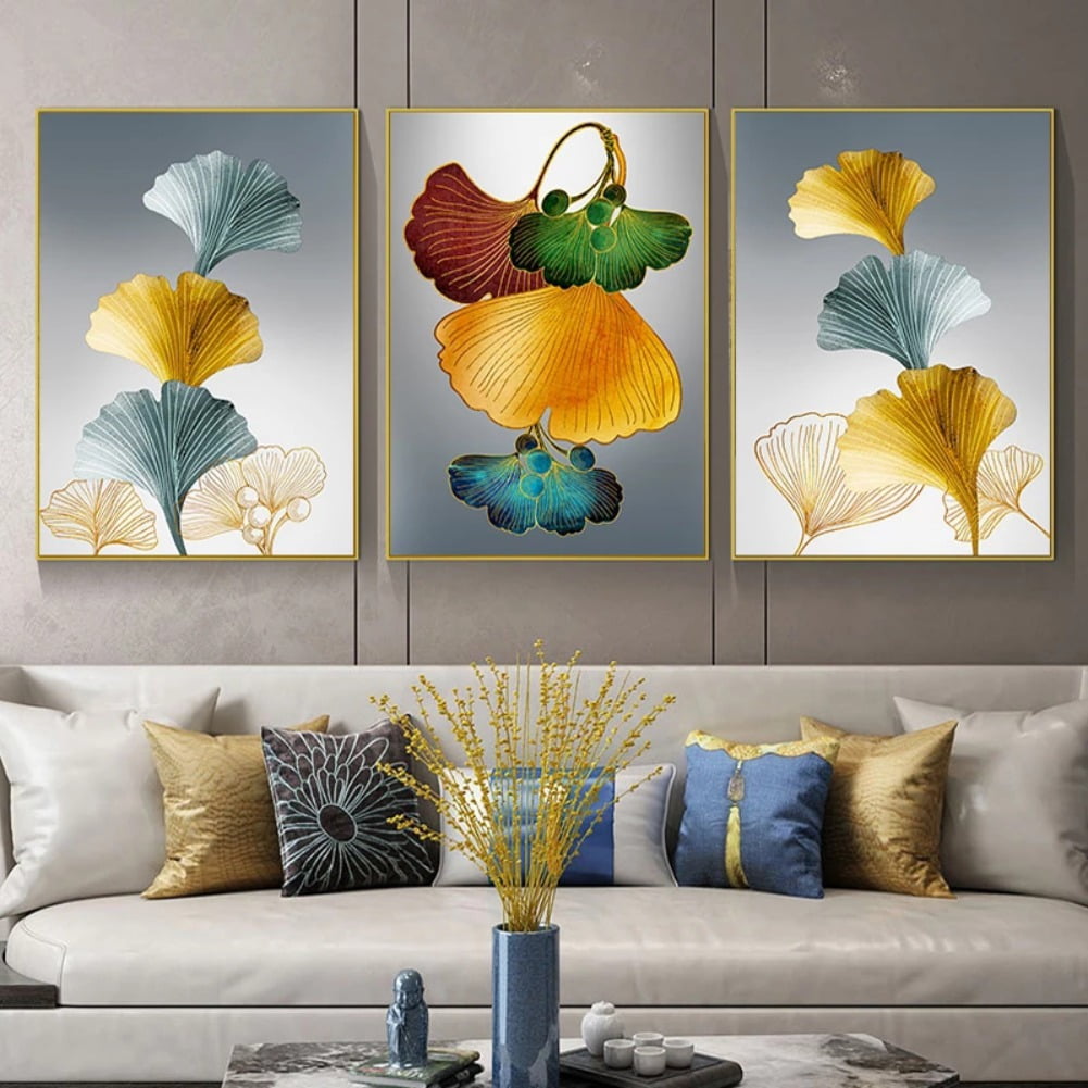 3 Panels Colorful leaves Pictures Canvas Wall Art for Living room ...