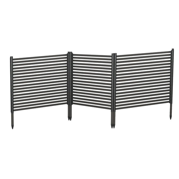 3 Panels No Dig Decorative Outdoor Garden Fence, 47 in(H) X 9ft(L) Animal Barrier Fencing Rustproof Metal Panel Border for Dog, Rabbits, and Patio Backyard, Black