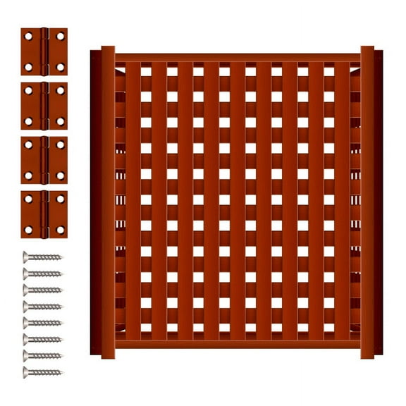 3 Panels Privacy Screen for Outside, Metal Stakes, Natural Finish, Privacy Screen Solid Wood Fence, Estate, Deck, Driveway (Brown)