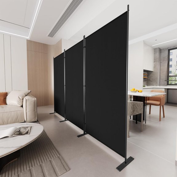 3 Panels Room Divider, 6 Ft Tall Indoor Folding Privacy Screen, Portable Partition Separator, Freestanding Separation Temporary Wall for Office, Bedroom, 102" W X 71" H, Black