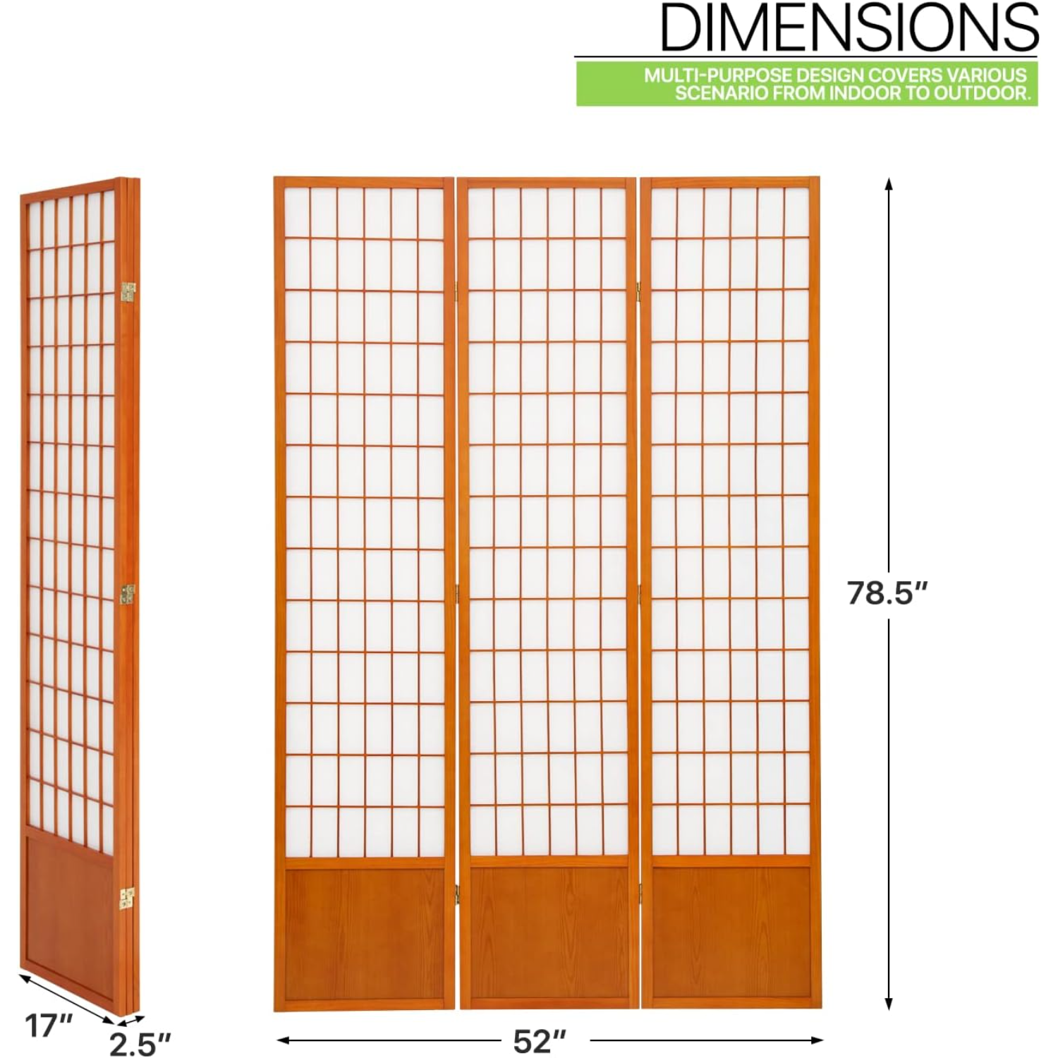 3Panels Room Dividers and Folding Privacy Screens 6.5ft High Oriental