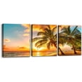 thumbnail image 1 of 3 Panels Sea Landscape Modern Wall Art Ocean Sunset Canvas Prints Sea Beach Pictures Painting on Canvas Wall Art for Home Decor Gallery Wrapped Tropical Scenery Seascape Giclee Artwork - 12"x16"x3, 1 of 6