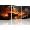 thumbnail image 1 of 3 Panels Ship Naval Battle Wall Art Ship Canvas Wall Art Historical Ship Naval Battle Print on Canvas Seascape Ship Canvas Art Pictures for Home Decor Wall Decor Ready to Hang 12x16inchx3, 1 of 6