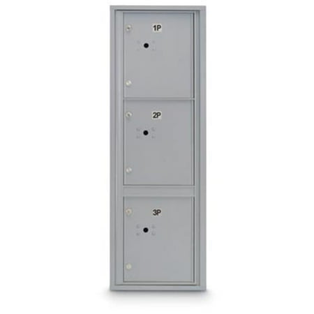 3 Parcel Door Locker 4C Front Loading Mailbox - Silver