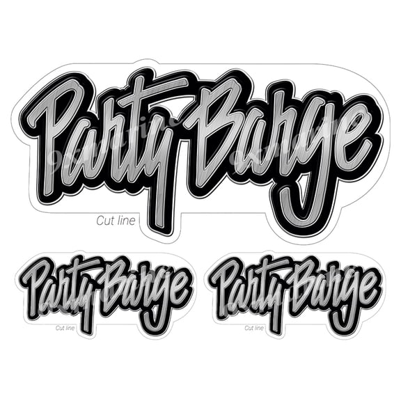 3 Party Barge Boat Stickers "3D Vinyl Replica" of original - 10" long