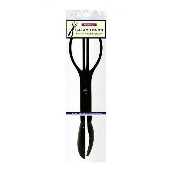 3 Party Essentials 11.5" Salad Tongs - Black