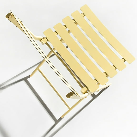 3 Patio Bistro , Yellow - Metal Chairs And Table With Folding Feature For Courtyards Foldable 3 Piece Bistros & Gardens