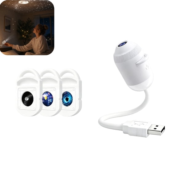 3-Pattern Sky Projection Night Light – USB Powered Star Projector for Nursery & Bedroom, Soft Glow Sleep Aid for Baby Feeding & Relaxation, Compact Portable Indoor Lamp