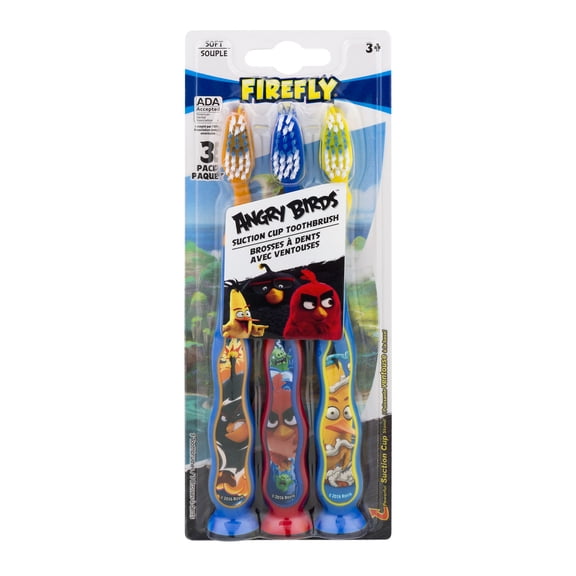 3-Pc Angry Birds Suction Cup Toothbrush Set