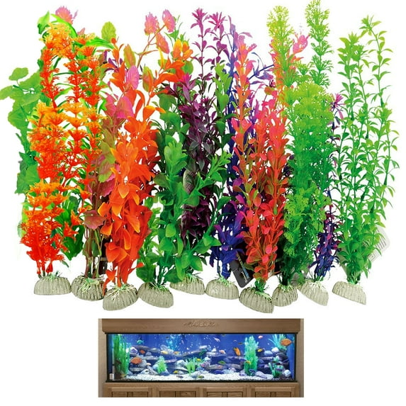 3 Pc Aquarium Artificial Plants 14" Tall Fish Tank Grass Decorations Terrariums