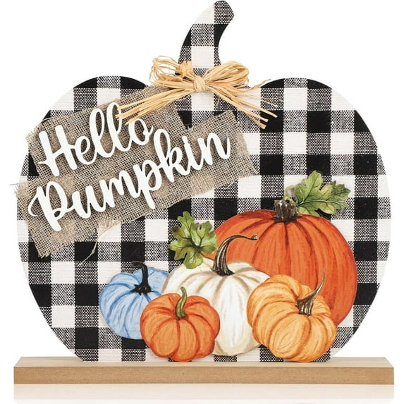 3-Pc Autumn Charm! Fall Pumpkin Wooden Table Signs Set - Thankful Blessed Grateful for Rustic Farmhouse Thanksgiving, Halloween & Harvest