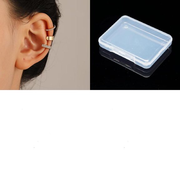 3 Pc Brass Micro Pave Clear Cubic Zirconia Cuff Earrings Golden 17mm for DIY