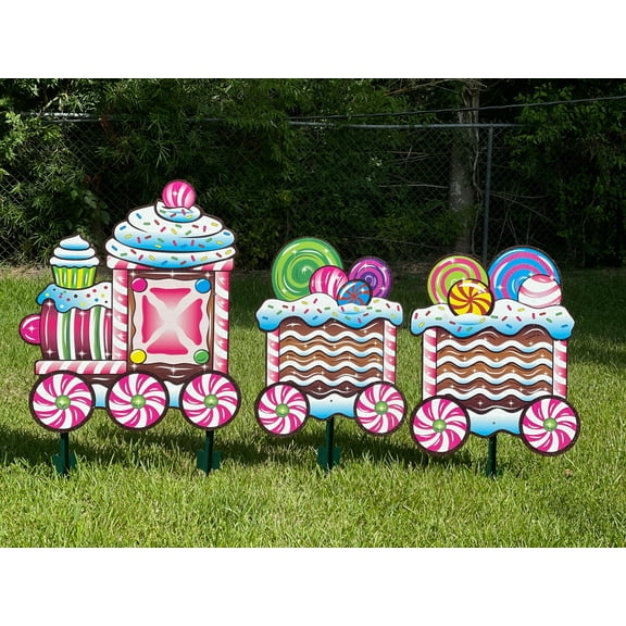 3 Pc-Candy Train Christmas Yard Art