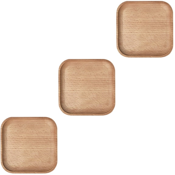 3 Pc Candy Tray Thanksgiving Serving Utensils Food Storage Square Appetizer Plates Wooden Photography Props Snack