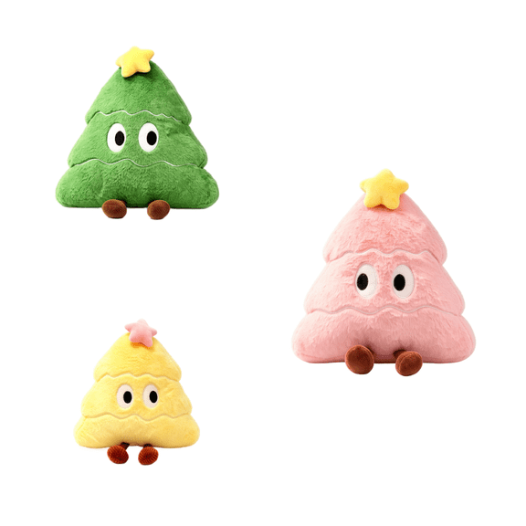 3 Pc Christmas pillows Tree Shaped Lovely Plush, Big‑Eyed Christmas Tree Plush Pillow for Couch Sofa Bedroom Indoor Holiday Decor for Home Decor Enthusiasts