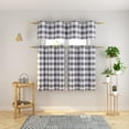thumbnail image 1 of 3 Pc Cotton Classic Country Farmhouse Kitchen Window Curtain Grommet Top -Grey & White Buffalo Check Tier & Valance Set, 54" x 18" / 27" x 24", 1 of 5
