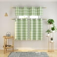 thumbnail image 1 of 3 Pc Cotton Classic Country Farmhouse Kitchen Window Curtain Grommet Top -Mint Green & White Buffalo Check Tier & Valance Set, 54" x 18" / 27" x 24", 1 of 1