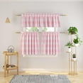 thumbnail image 1 of 3 Pc Cotton Classic Country Farmhouse Kitchen Window Curtain -Pink & White Buffalo Check Tier & Valance Set, 54" x 18" / 27" x 36", 1 of 6