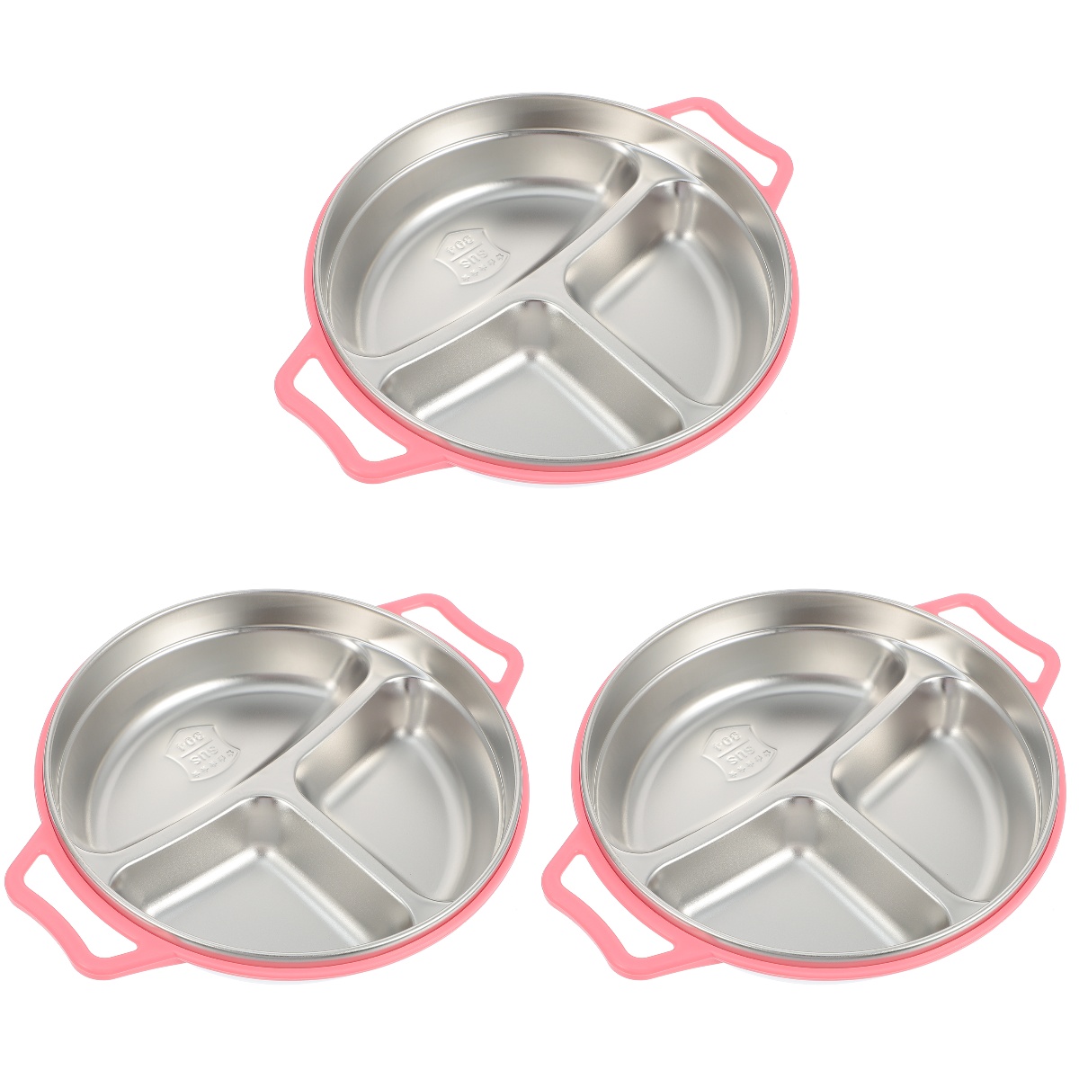 3 Pc Dinner Plate Veggie Platter Tray with Lid Baby Compartment Kid Kids Food Children Divided