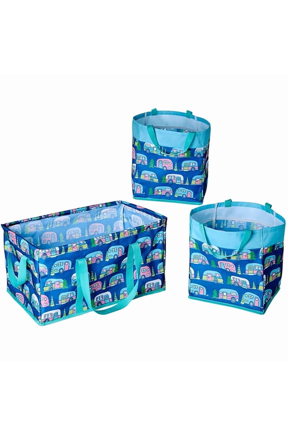 Heavy-Duty All Purpose Patterned Tote Bags - Set of 3