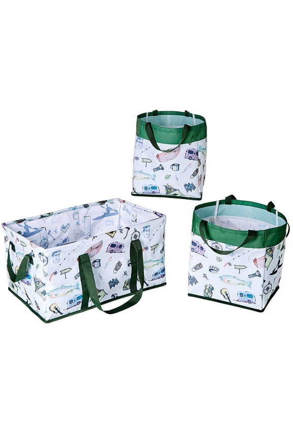 Heavy-Duty All Purpose Patterned Tote Bags - Set of 3