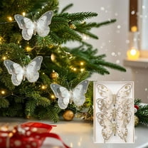 3 Pc Iridescent Butterfly Drop Christmas Ball Ornament Indoor/Outdoor Christmas Tree Decoration Fall Wedding Birthday Halloween Thanksgiving Christmas Holiday Decor