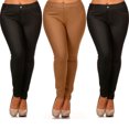 thumbnail image 1 of 3 Pc Lot Womens Jeggings Plus Size Stretch Pants Skinny Jean Look Khaki Black XL, 1 of 5