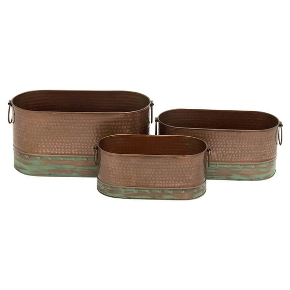 3-Pc Metal Planter in Green