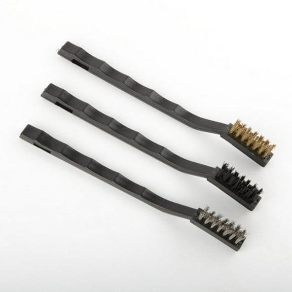 3 Pc Mini Wire Wood Brushes Stainless Steel Brass Nylon