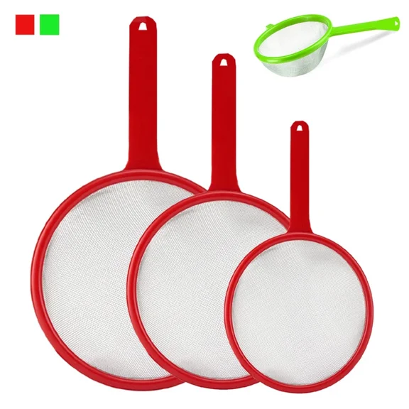 3 Pc Multi Purpose Plastic Strainers Sieve Mesh Colander Flour Sifter Kitchen