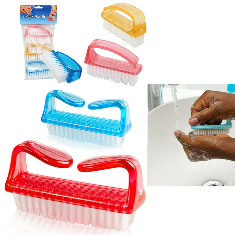 3 Pc Nail Brush Scrub Set Hand Cleaning Manicure Pedicure Fingernail Tool  Bath