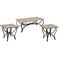 thumbnail image 1 of Rectangular Wood and Metal Coffee End Table Set, Gray and Black, Pack of 3, 1 of 2