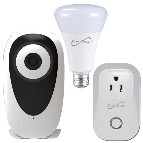 3-Pc Smart Home Starter Kit WiFi HD Camera Bulb and Plug SC-9300SH