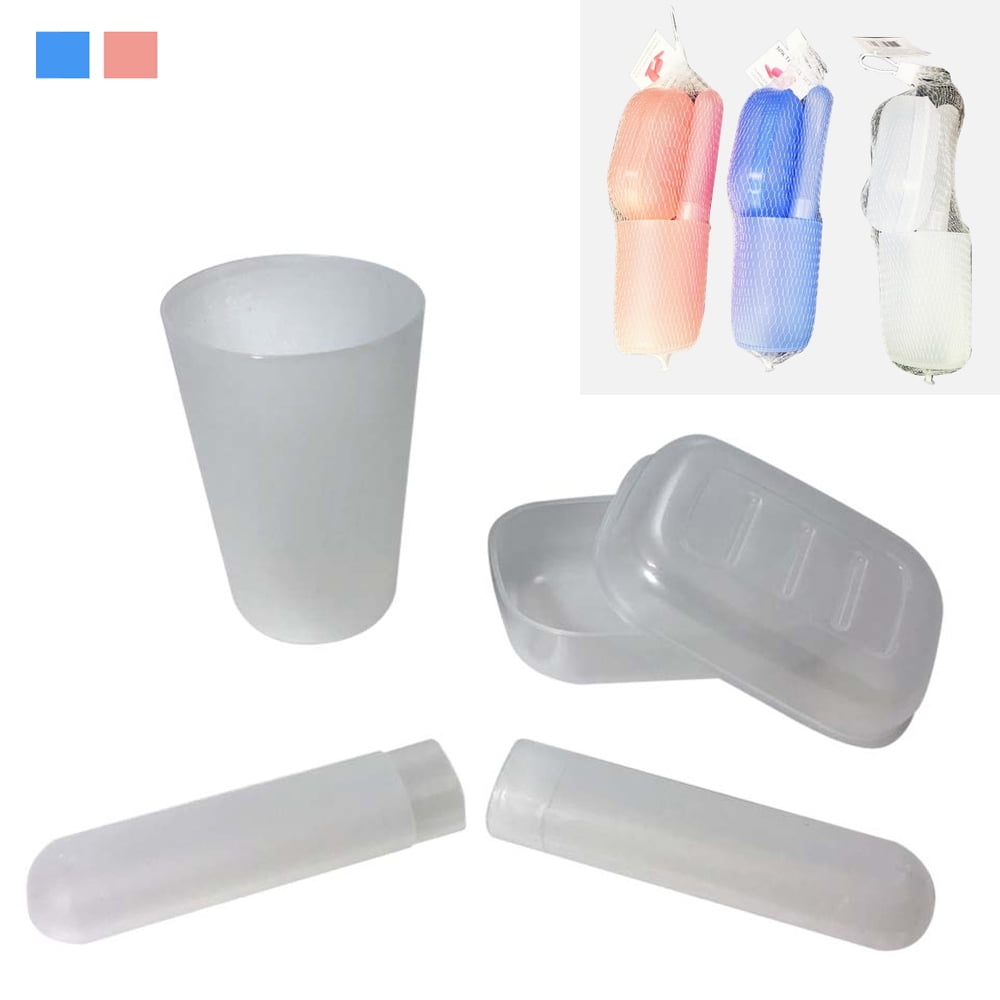 3 Pc Travel Set Containers Cup Bathroom Soap Dish Toothbrush Holder