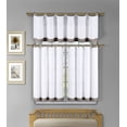 thumbnail image 1 of 3 Pc White Kitchen Window Curtain Set: Brown Check Design, 1 Valance, 2 Tiers, 1 of 1