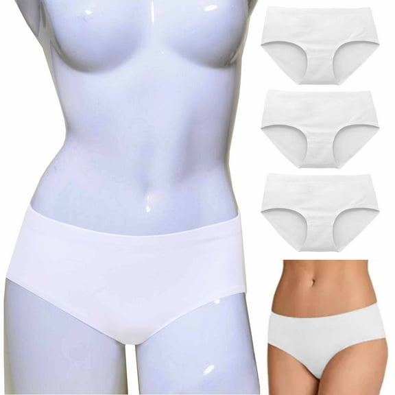 3 Pc Women's Invisible Seamless Low Cut Bikini Brief Panties Underwear White XL