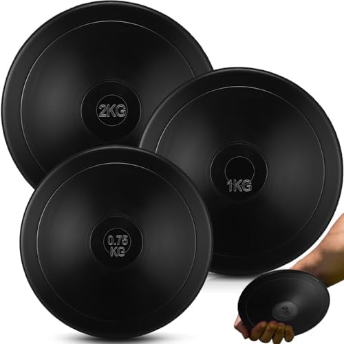 3 Pcs 0.75kg 1kg 2kg Rubber Practice Discus Sports Training Smooth Surface Black Rubber Discus Track and Field Equipment for High School Man Woman Student Outdoor Throwing Practice Training