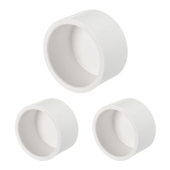 3 Pcs 1 1/4" PVC End Cap Fitting, Schedule 40 Furniture Grade Pipe Cap Plug Adapter, Pipe Cover Fittings Sockets for Plumbing Irrigation System & Water Line Framework, White