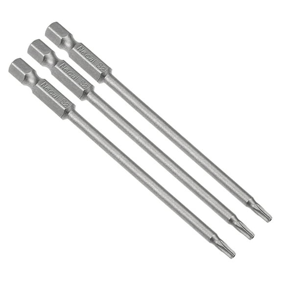 3 Pcs 1/4" Hex Shank T10 Magnetic Security Torx Screwdriver Bits 100mm Length