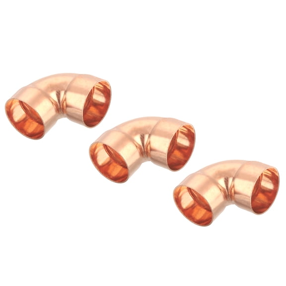 3 Pcs 1.5 inch 90 Degree Elbow Short-turn Copper Pipe Fitting Connector with Sweat Solder, 2.46x2.46inch