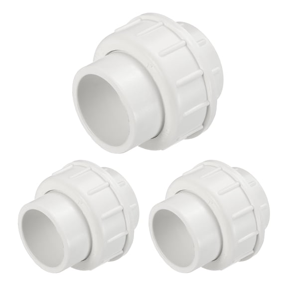 3 Pcs 1" PVC Union Pipe Fitting, Schedule 40 Furniture Grade Slip Union Coupling Fitting with EPDM O-Ring for Plumbing Systems Irrigation Projects, Socket x Socket White