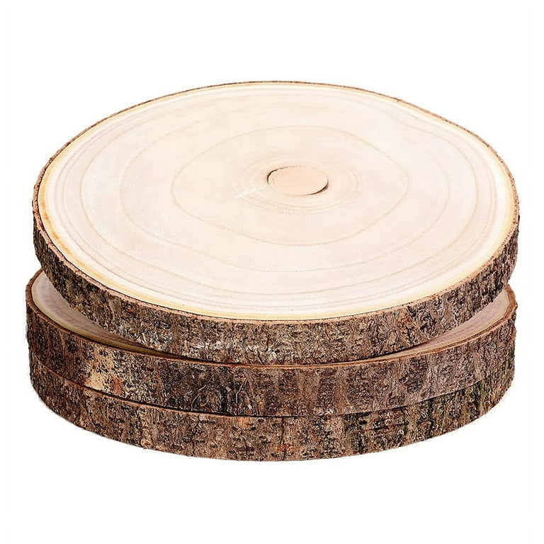 3 Pcs 10-12 inch Wood Slices for Centerpieces, Wood Rounds for Wedding Centerpiece, DIY Projects, , Etc, Size: 25, Brown