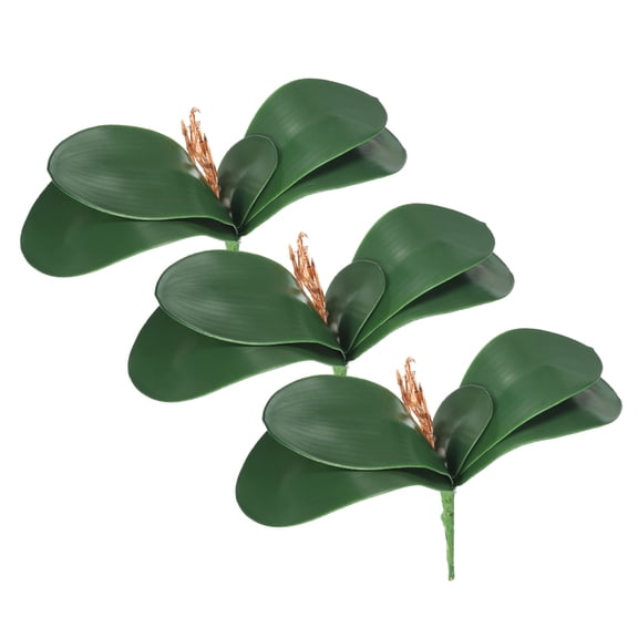 3 Pcs 10.43 Inch Faux Orchid Leaves 5 Petals Artificial Leaf with Stems