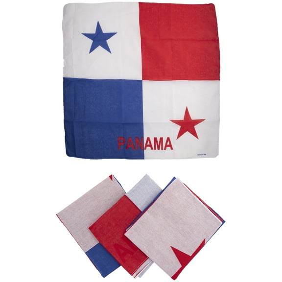 3 Pcs 100% Cotton Bandana Novelty Handkerchiefs Multipurpose Flag Bandanas (Panama)