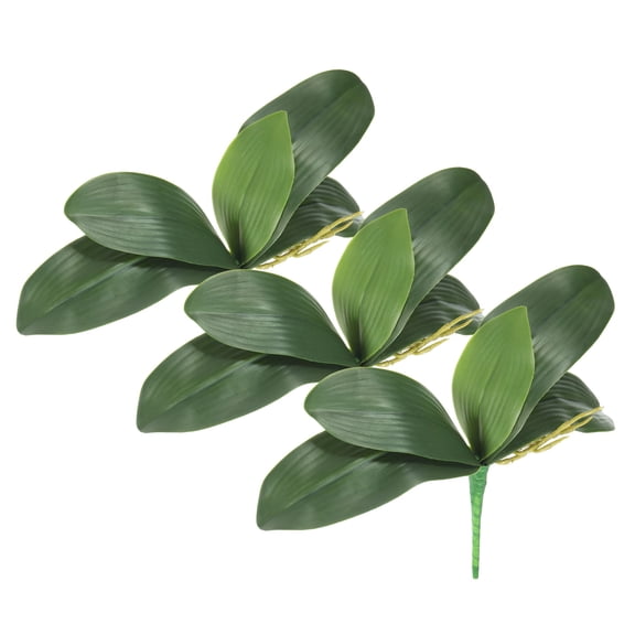 3 Pcs 11.81 Inch Faux Orchid Leaves 5 Petals Artificial Leaf with Stems