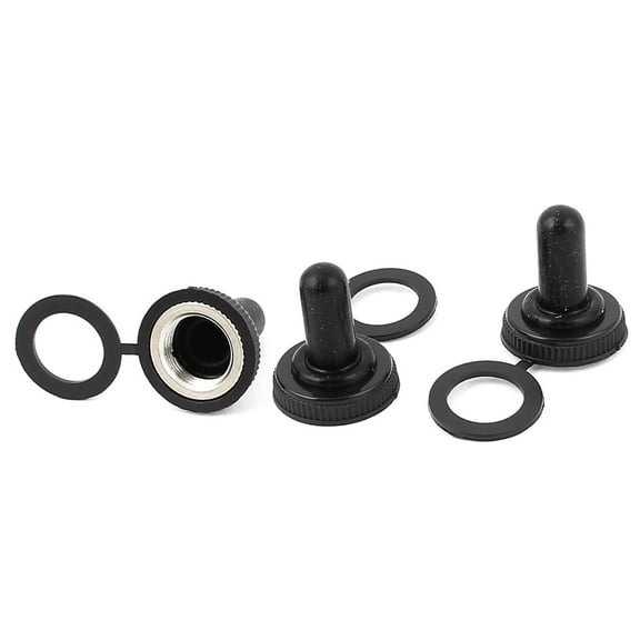 3 Pcs 11mm Female Thread Toggle Switch Boot Rubber Cover Cap Protector Black